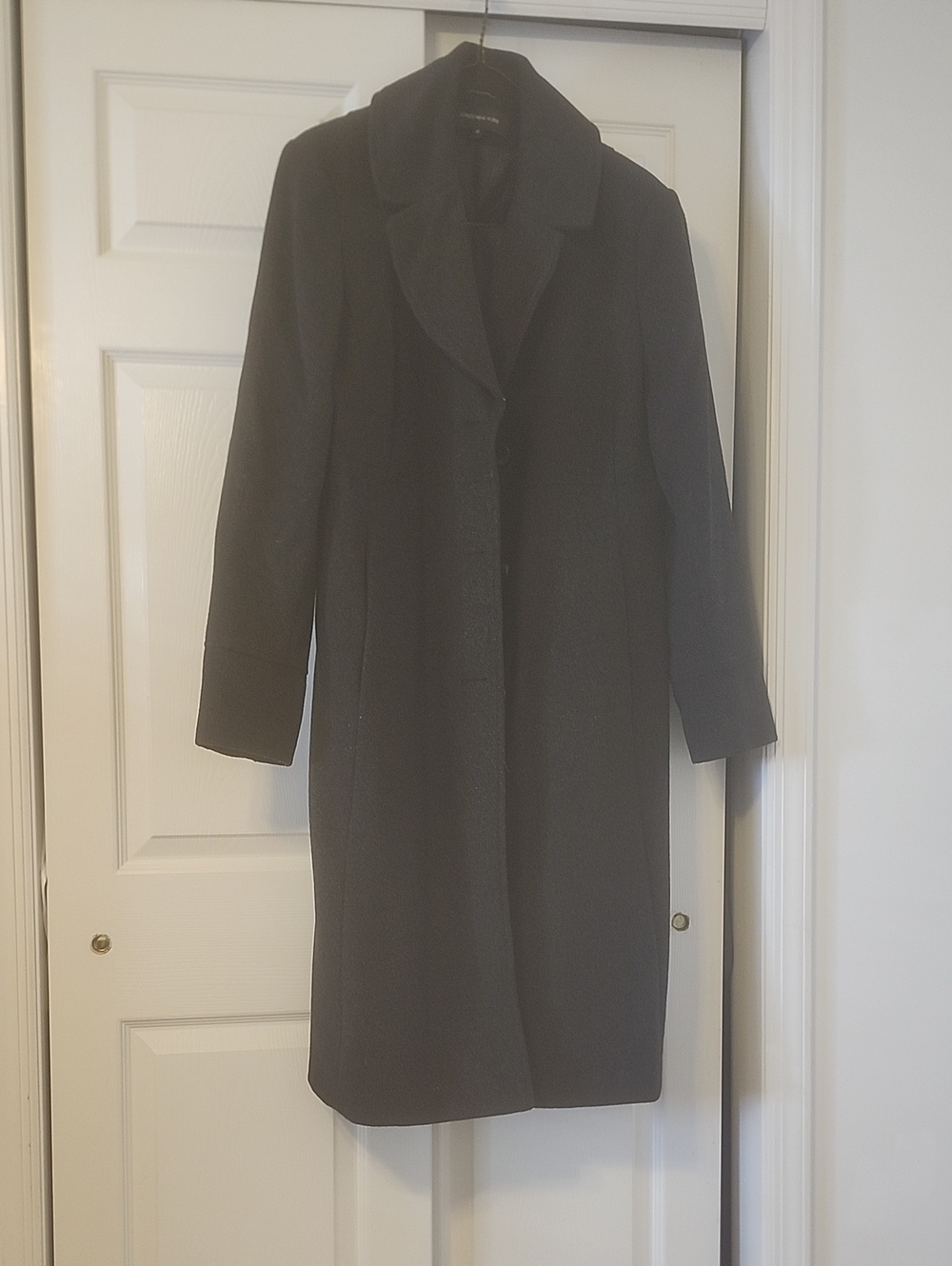 Jones New York Black Long Wool Blend Coat